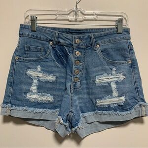 Distressed Denim Shorts
